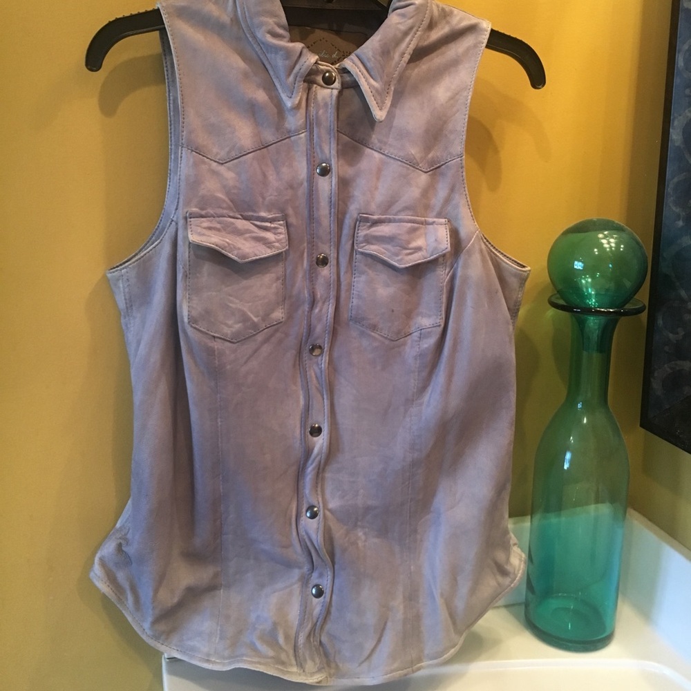 Genuine Leather Vest Lavender